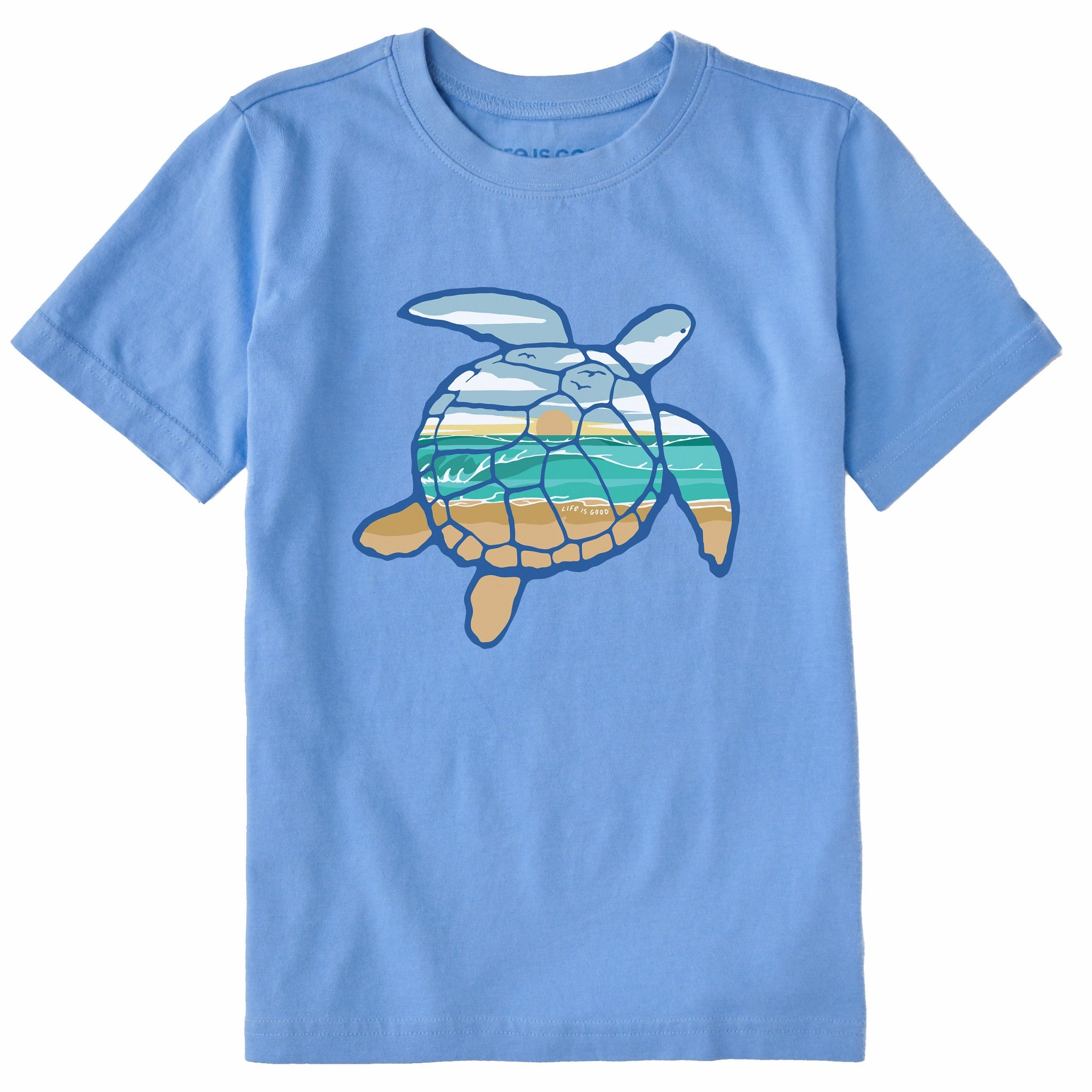 Kids Macro Micro Sea Turtle Oceanscape Short Sleeve Crusher Tee Non-toxic