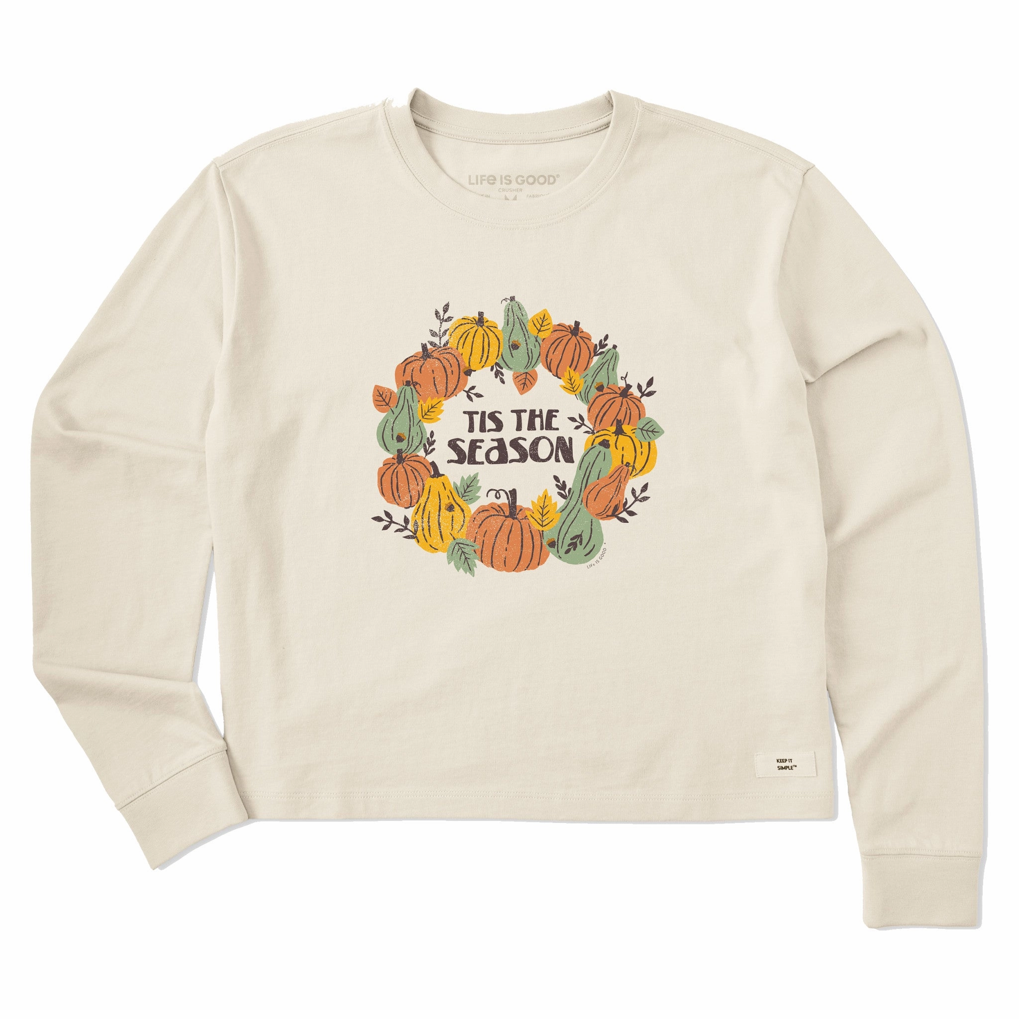 Compact Stitch Pattern Women's Tis the Season Long Sleeve Crusher Boxy Tee