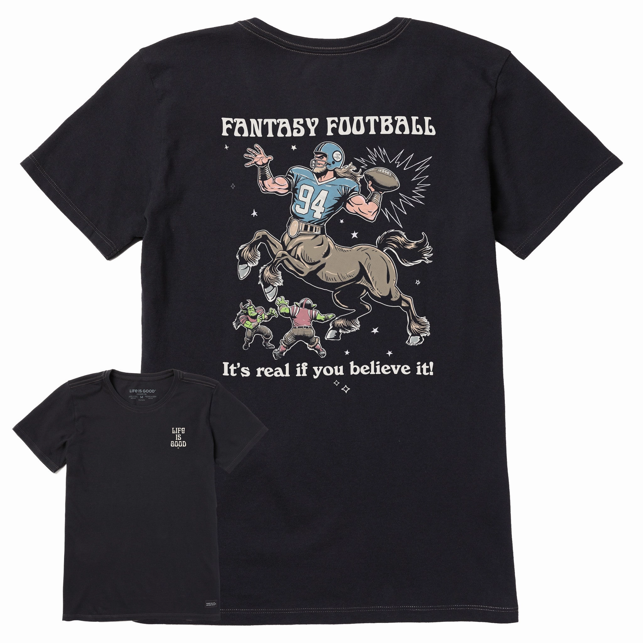 Women's Fantasy Football Centaur Goes Long Short Sleeve Tee Casual Comfort Design Active Layer Fit