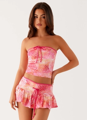 Rolled Hem Corbin Mini Skort - Flamingo Fling