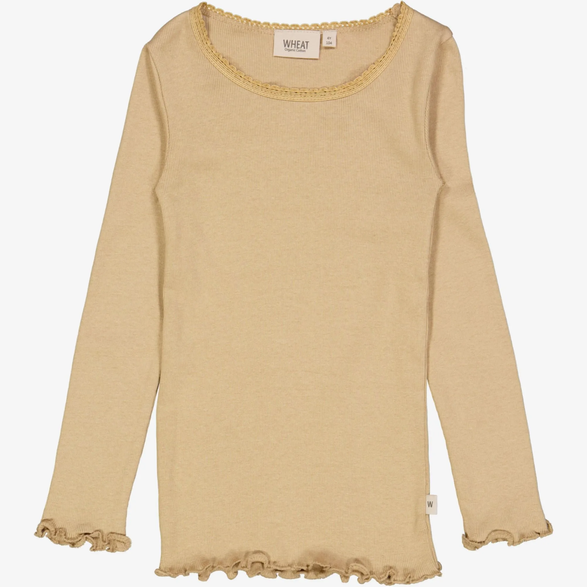 Rib T-Shirt Lace LS - latte Comfy Design Wear proper length