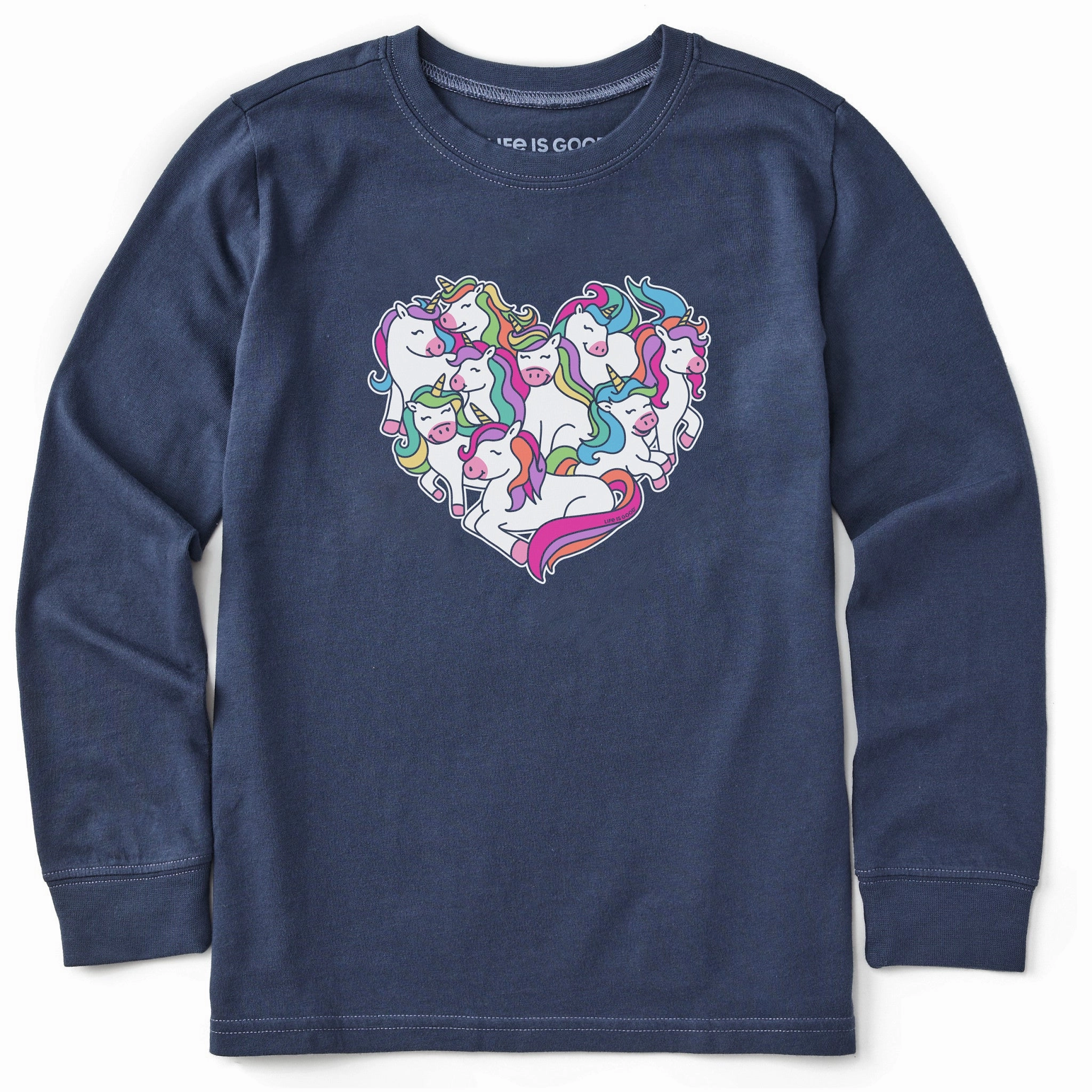 Casual Style Wear Relaxed Style Kids Heart Of Unicorns Long Sleeve Crusher Tee