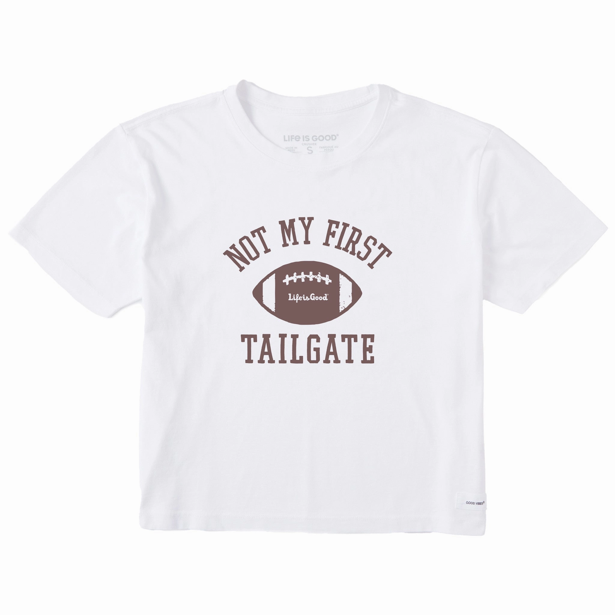 Chic And Comfortable Women's Not My First Tailgate Short Sleeve Crusher Boxy Tee