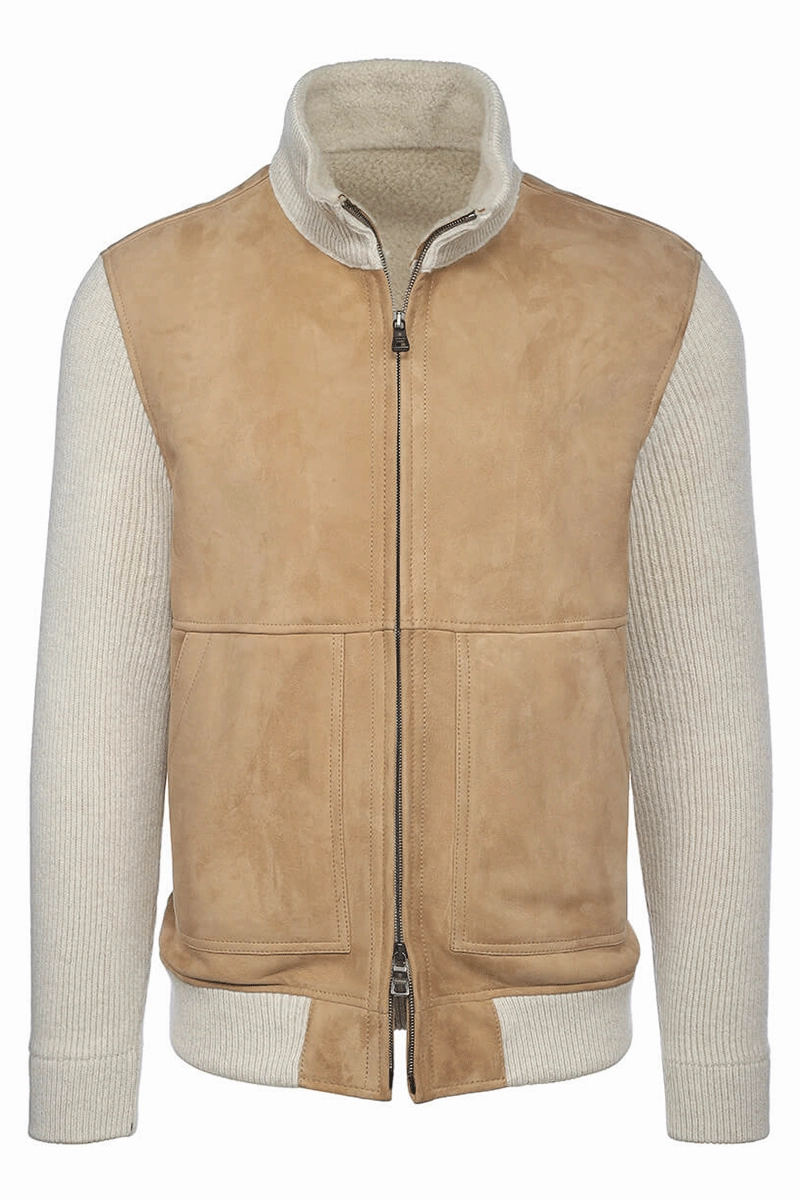 Zip Knit Bomber Jacket quilted Loose