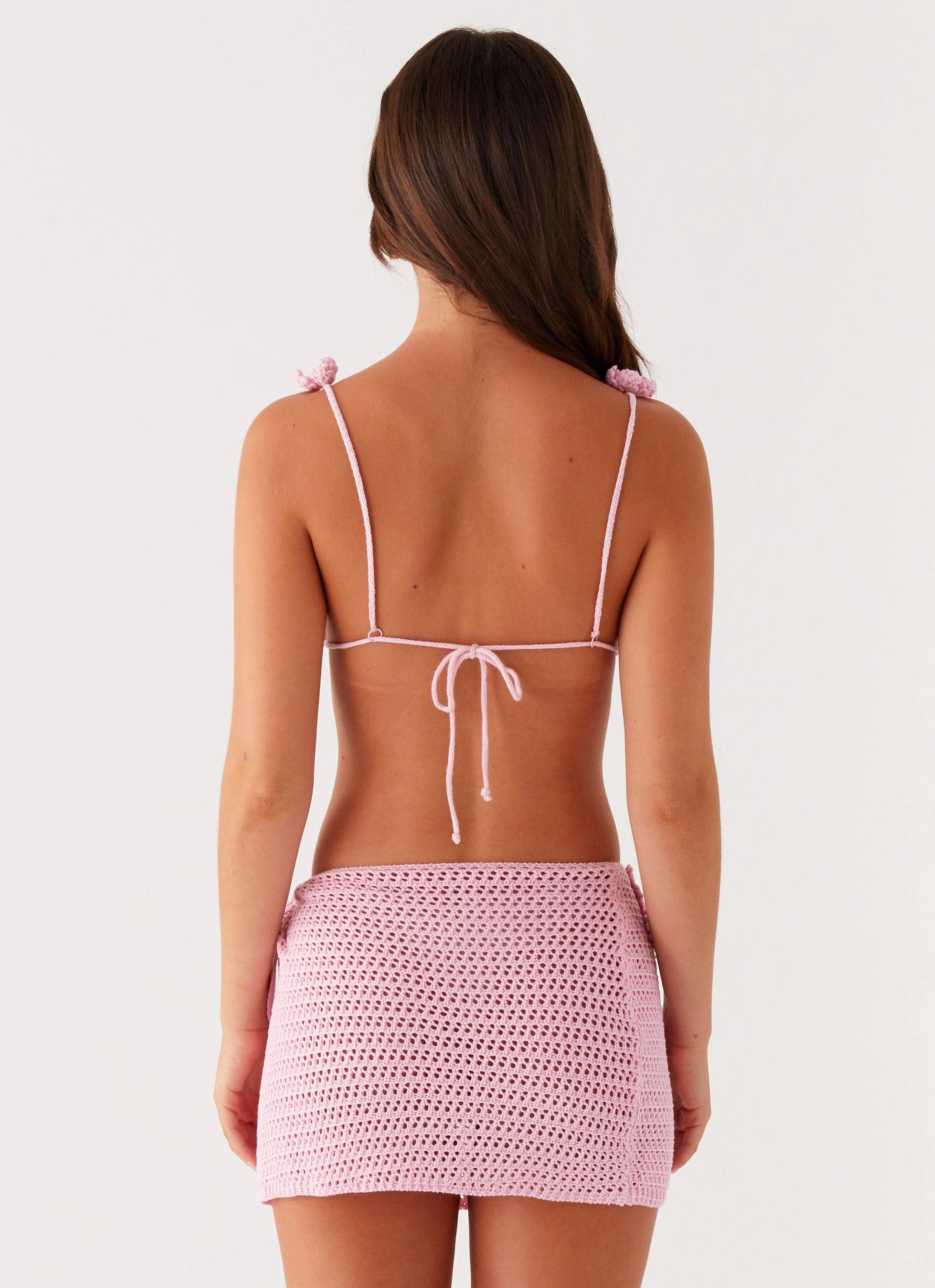 slim fit Water Resistant Palazzo Crochet Wrap Skirt - Pink