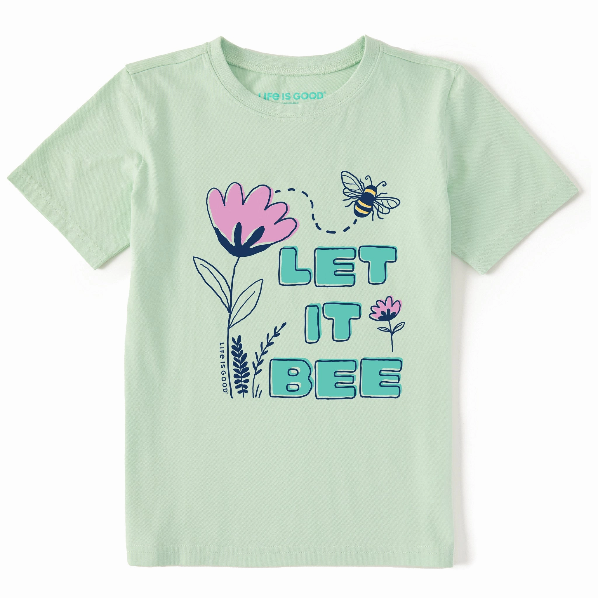 Kids Let it Bee Flowers Short Sleeve Crusher Tee insulated Glossy Look