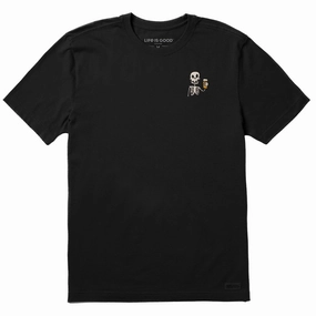 Men's Skeleton Beer Short Sleeve Crusher Tee Soft Brushed Finish