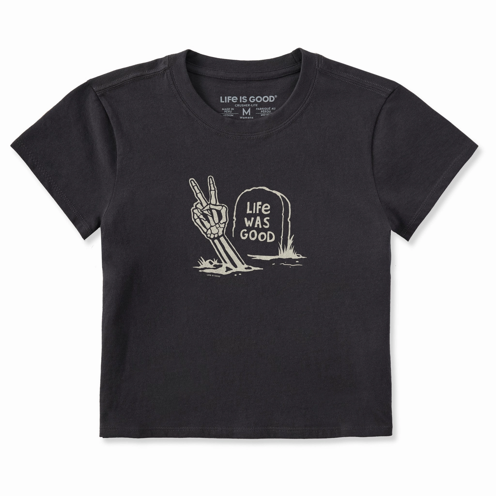 Women's Life Was Good Peace Out Crusher-LITE Shrunken Tee Comfort Waist Outdoor Fashion