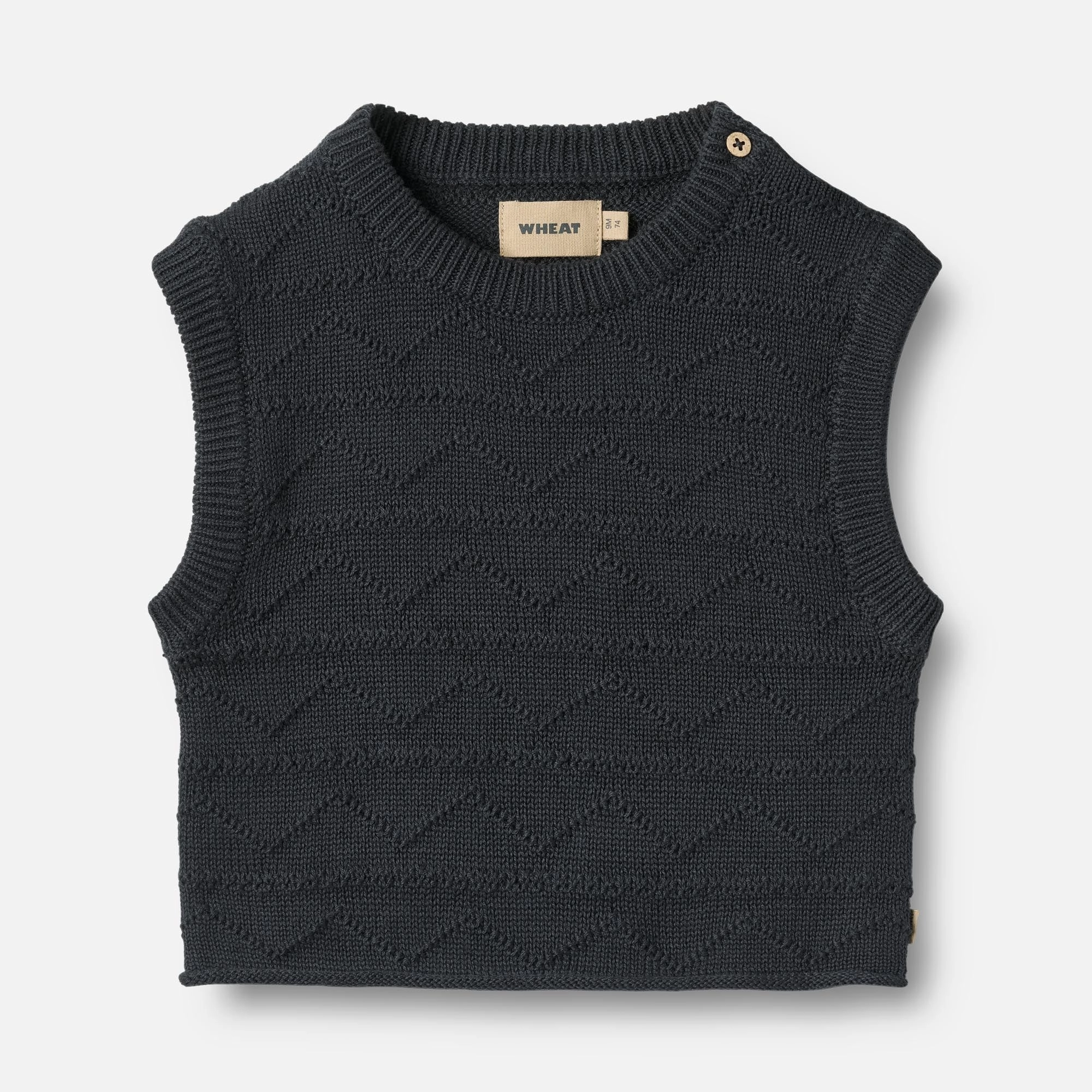 Garment Washed Seam Free Edges Knit Vest Bobby - navy
