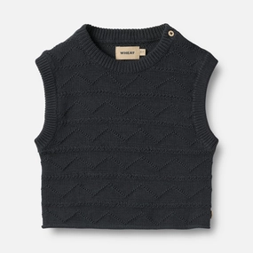 Garment Washed Seam Free Edges Knit Vest Bobby - navy