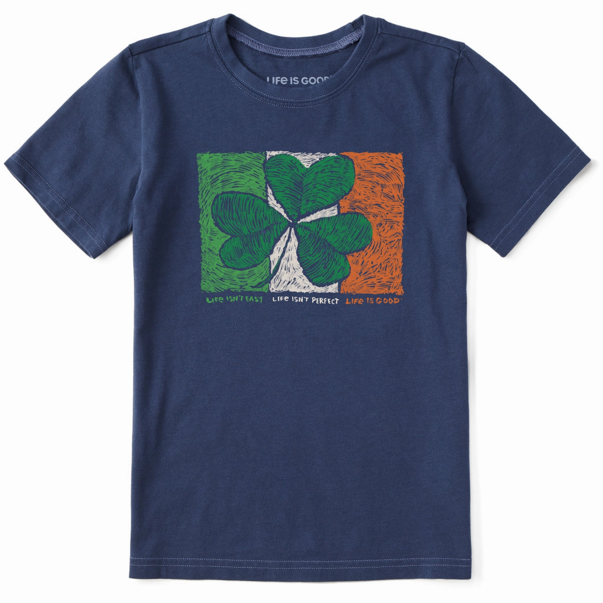 Relaxed Vibes Kids Irish Flag Clover Short Sleeve Crusher Tee