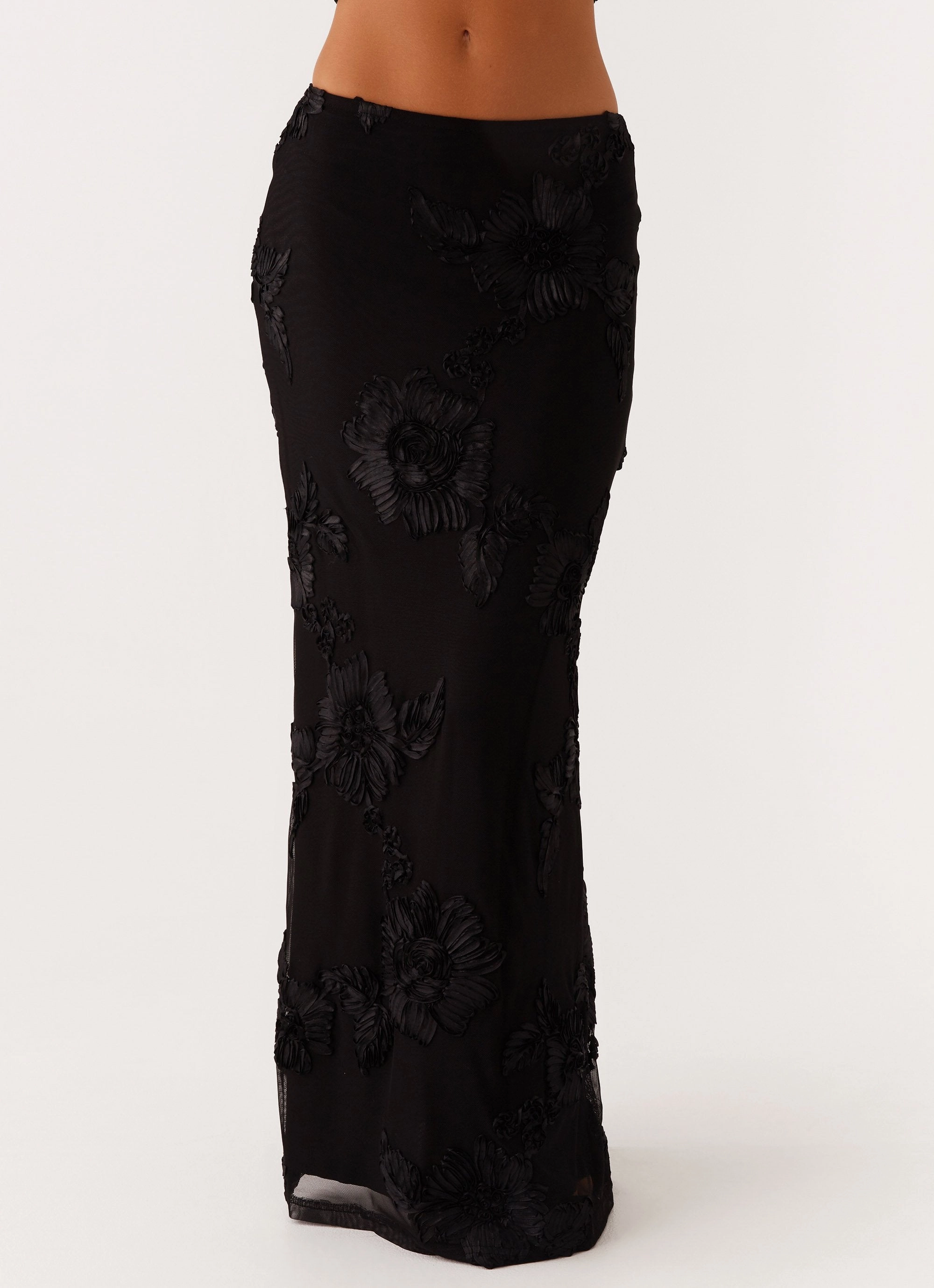 Fresh Style Crochet Style Radiate Maxi Skirt - Black