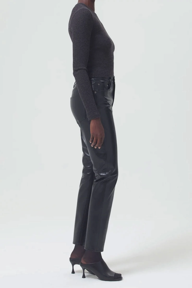 Fashionable Cut Recycled Leather Riley Long High Rise