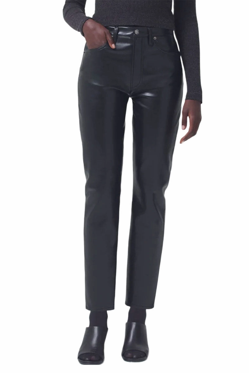 Recycled Leather Riley Long High Rise Utility Pockets