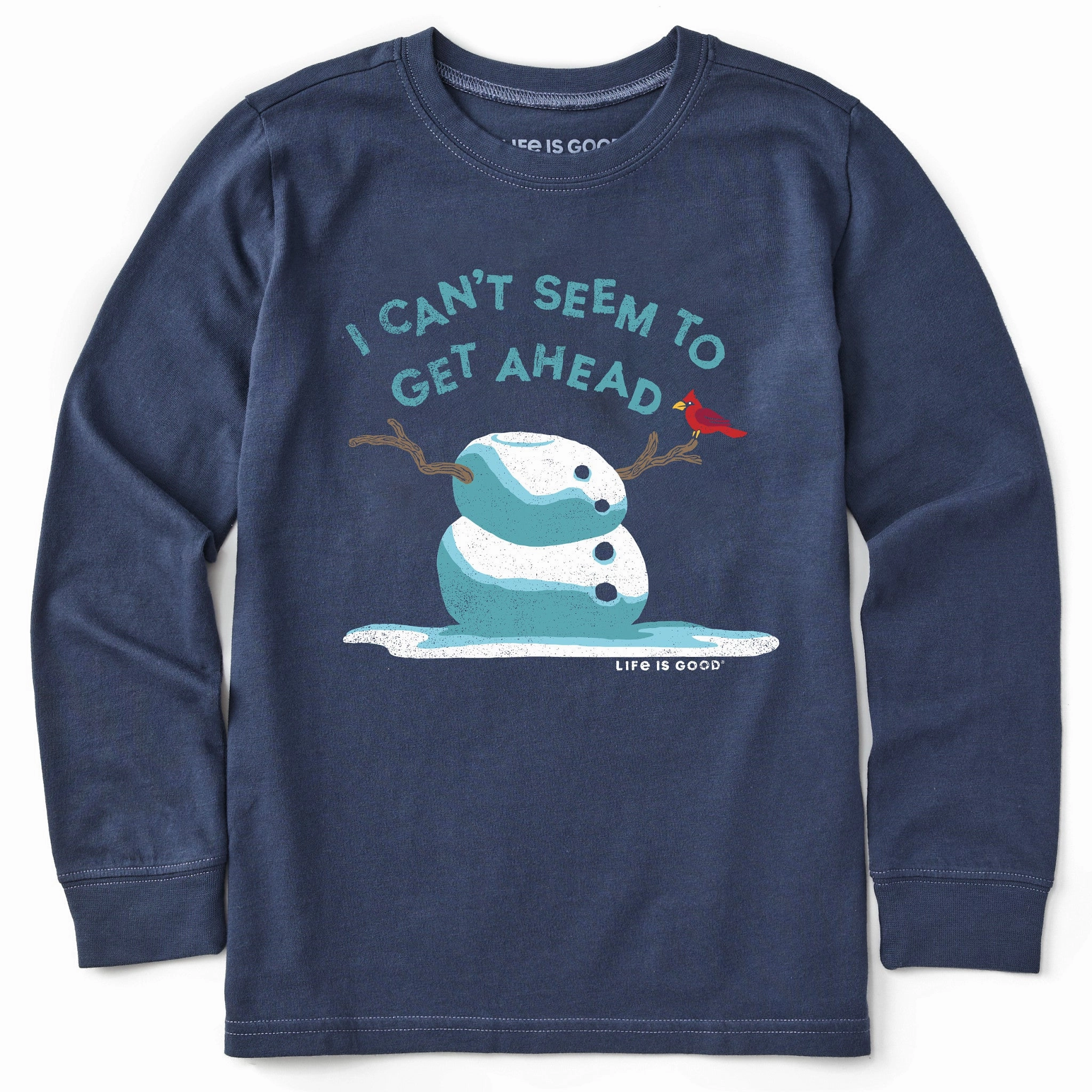 Essential Fashion Effortless Vibe Kids Get Ahead Snowman Long Sleeve Crusher Tee