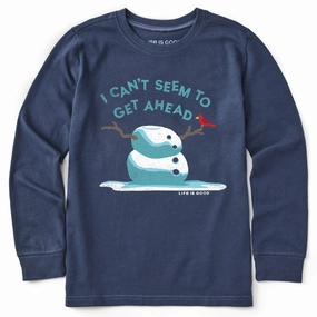 Active Style Trend Kids Get Ahead Snowman Long Sleeve Crusher Tee