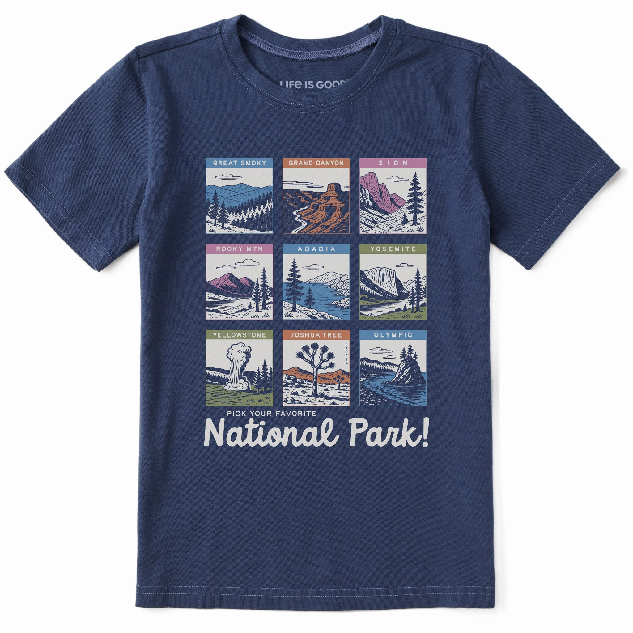 Kids Pick Your Favorite National Park Short Sleeve Crusher Tee Comfortable texture Soft Waistband