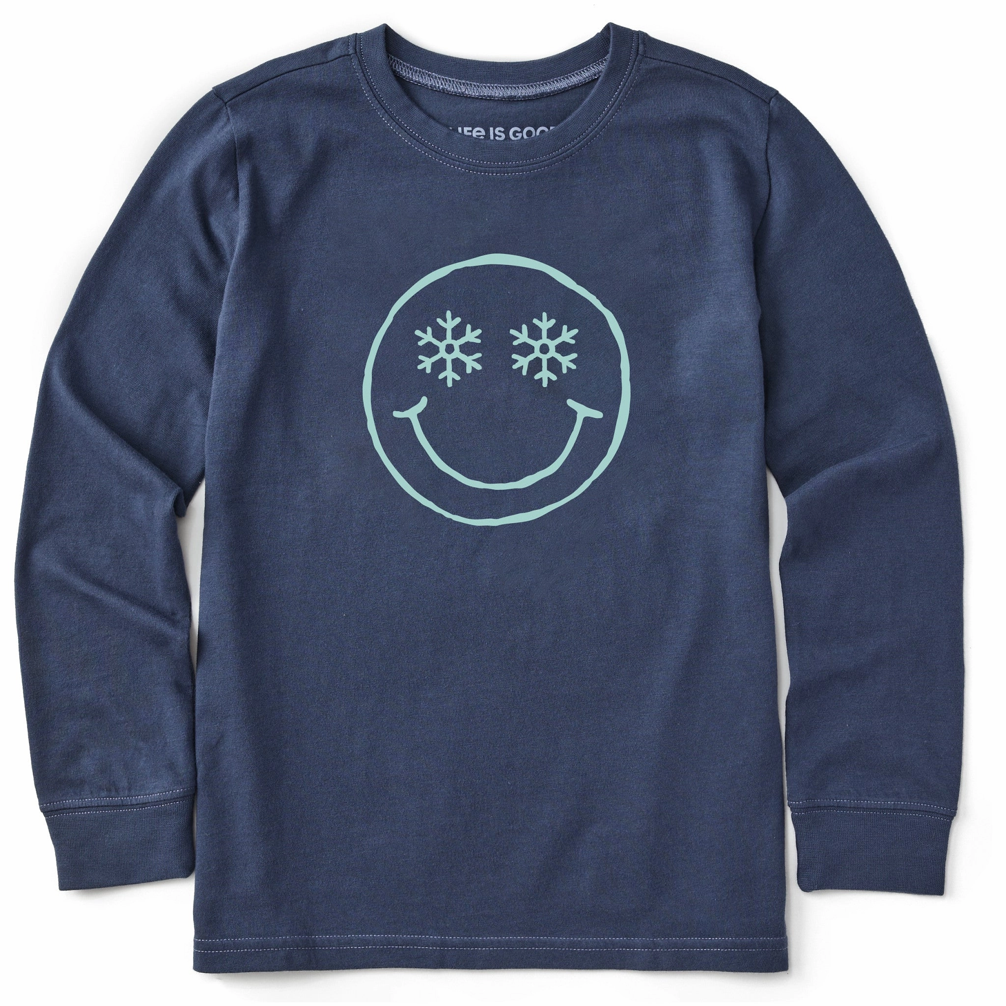 Kids Snowflake Smile Long Sleeve Crusher Tee Office Wear Collared formality