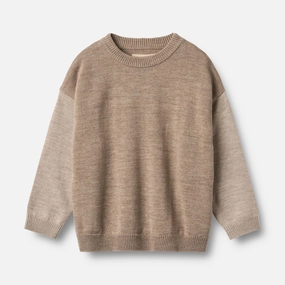 Smart Casual Layered HeatTrap Stitching Knit Pullover Finley - grey camel melange