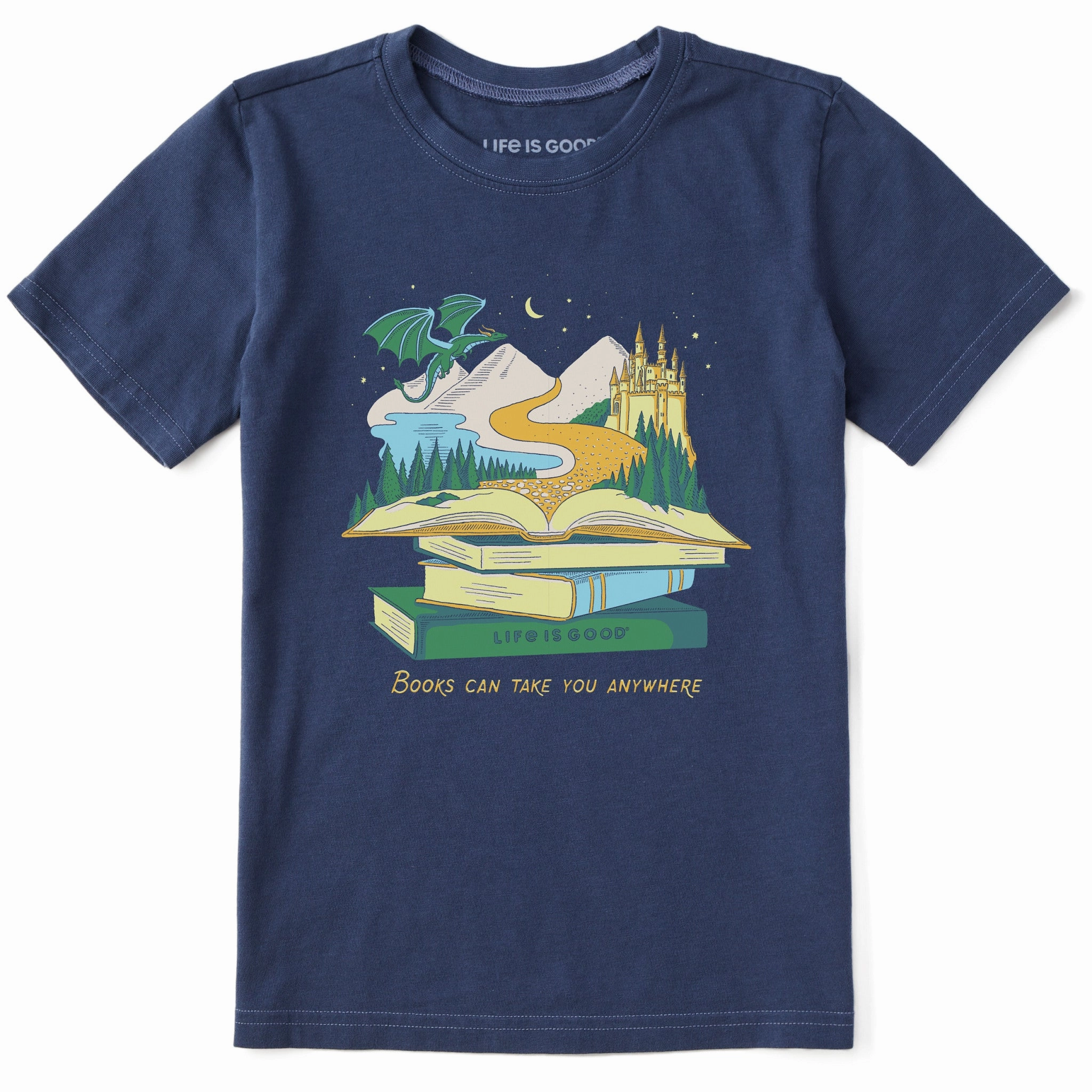 Kids Books Can Take You Anywhere Short Sleeve Crusher Tee Recycled Polyester Thread