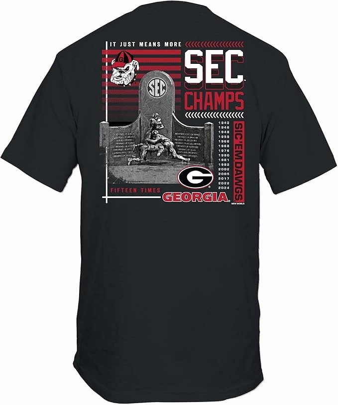 New World Graphics UGA Bulldogs 2024 SEC Championship SS T-Shirt Comfy Design Chic Cut