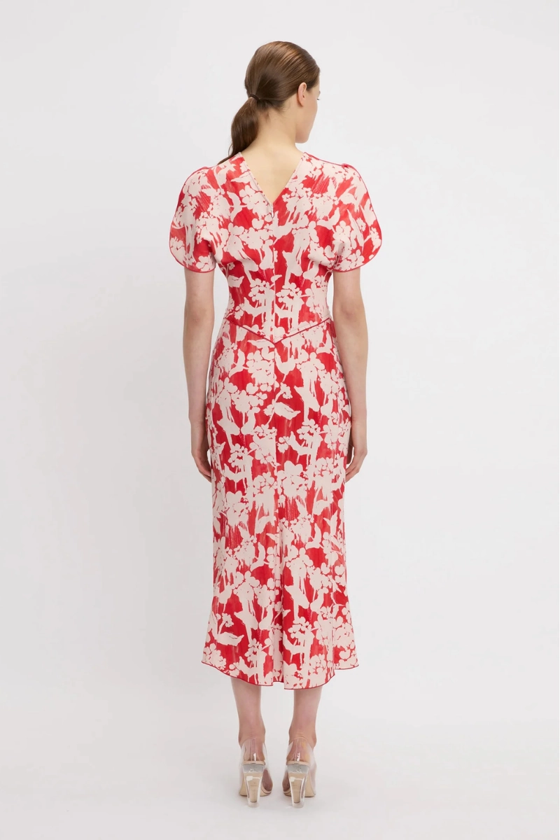 Gathered Waist Midi Dress Spring Flow