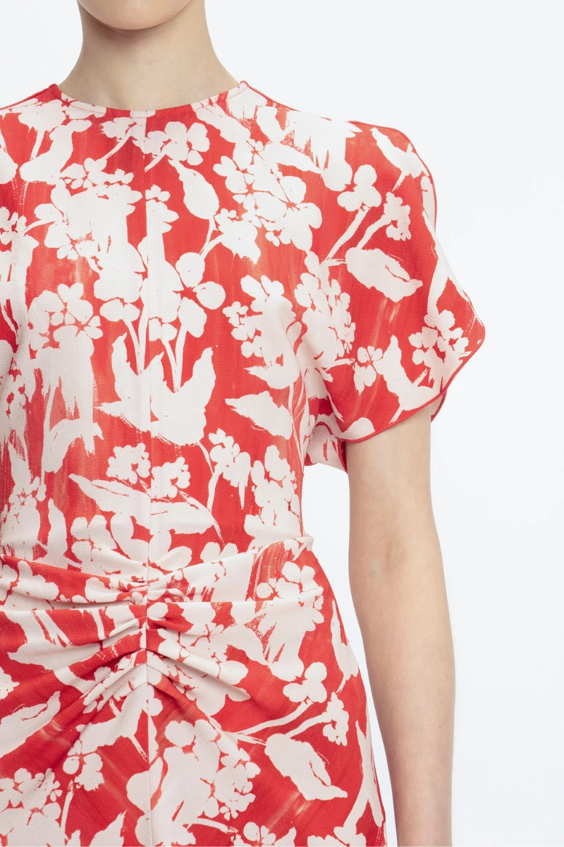 Festive Mood Textured Flow Gathered Waist Midi Dress