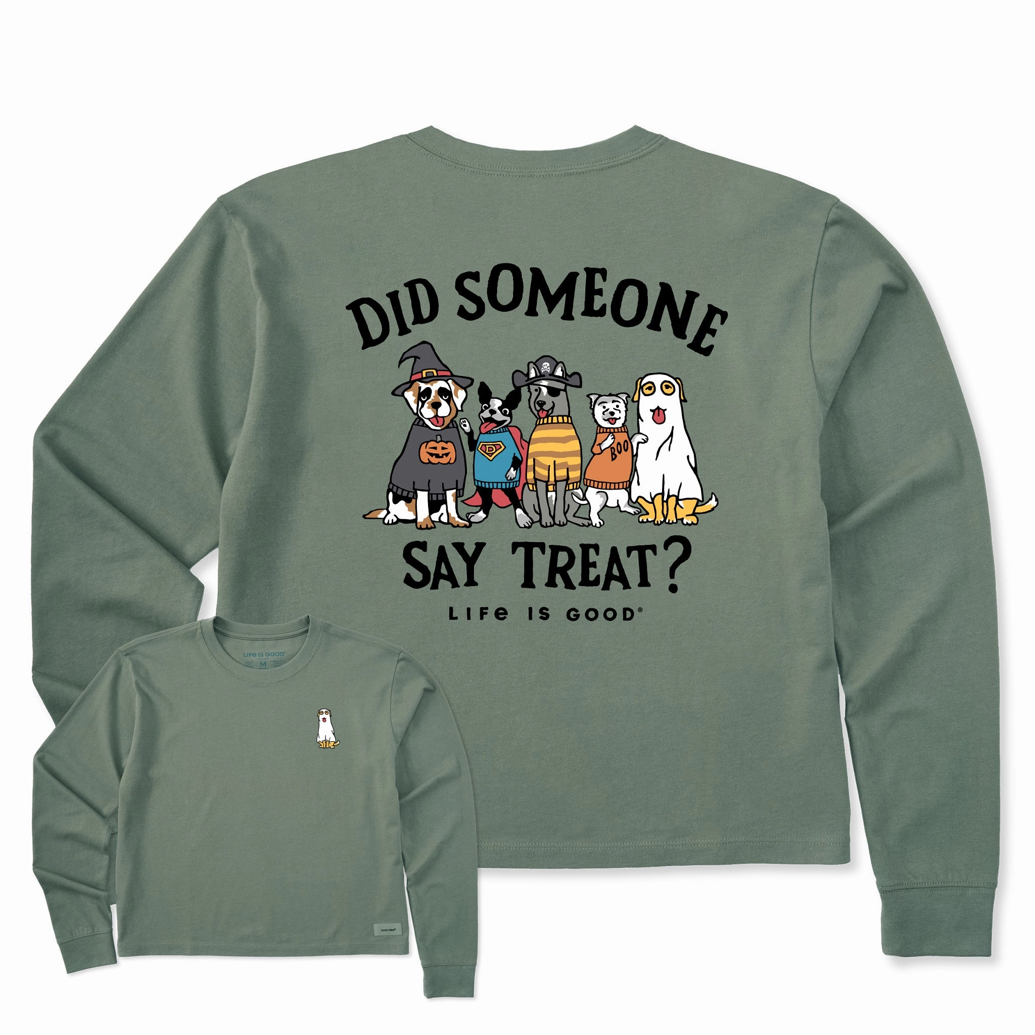 Sporty Layer Look Relaxed Wearable Women's Did Someone Say Treat? Long Sleeve Crusher Boxy Tee