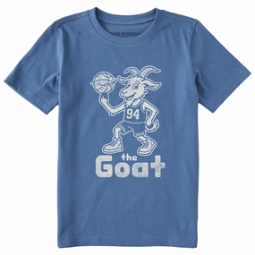 Stretchable Fabric Multi Panel Design Kids the GOAT Short Sleeve Crusher Tee