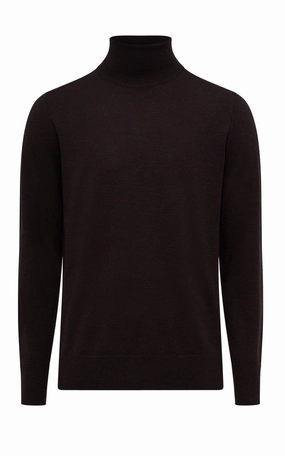 Jermaine Knit Turtleneck in Chocolate Merino Wool Warm Essentials