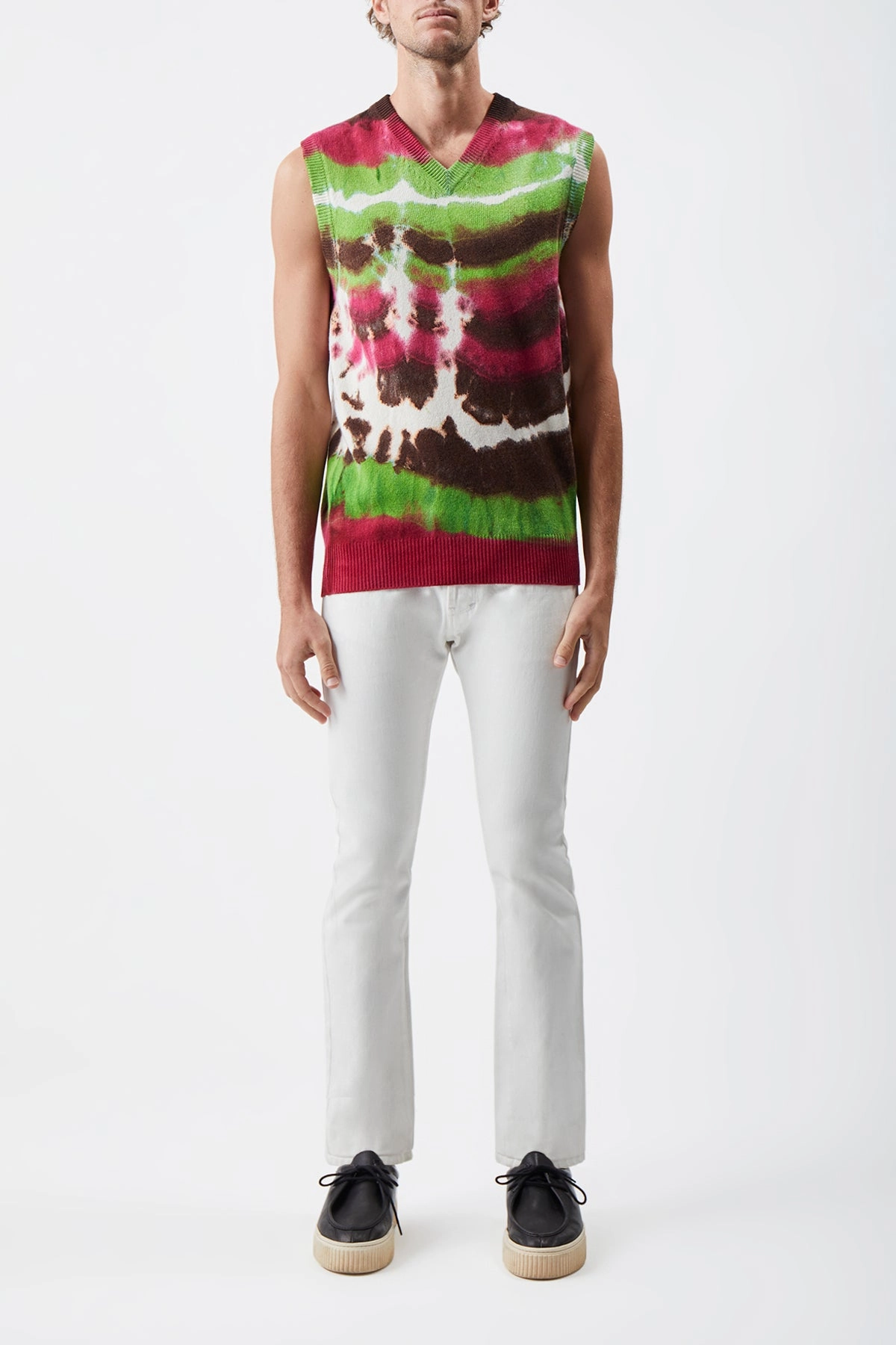 Daily Comforted Functional Piece Fielding Knit Vest in Jewel Tie Dye Cashmere