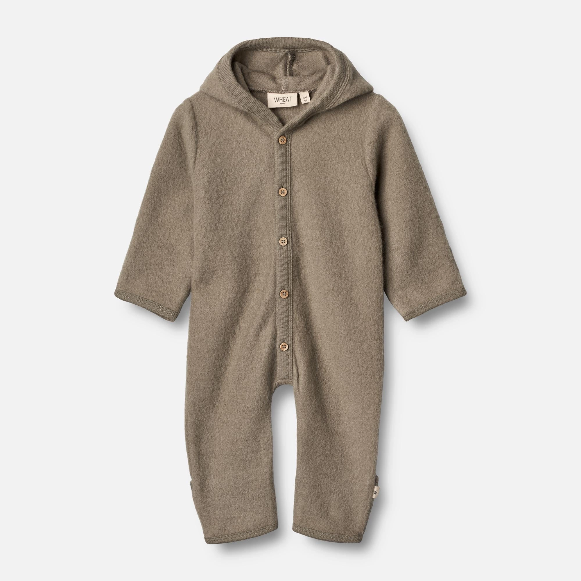 Wool Fleece Suit Ata | Baby - grey stone Simple Layer Ribbed Hemline