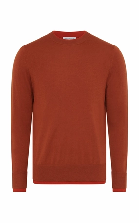 Seasonal Layered Wells Knit Sweater in Rust & Antelope Orange Cashmere Silk