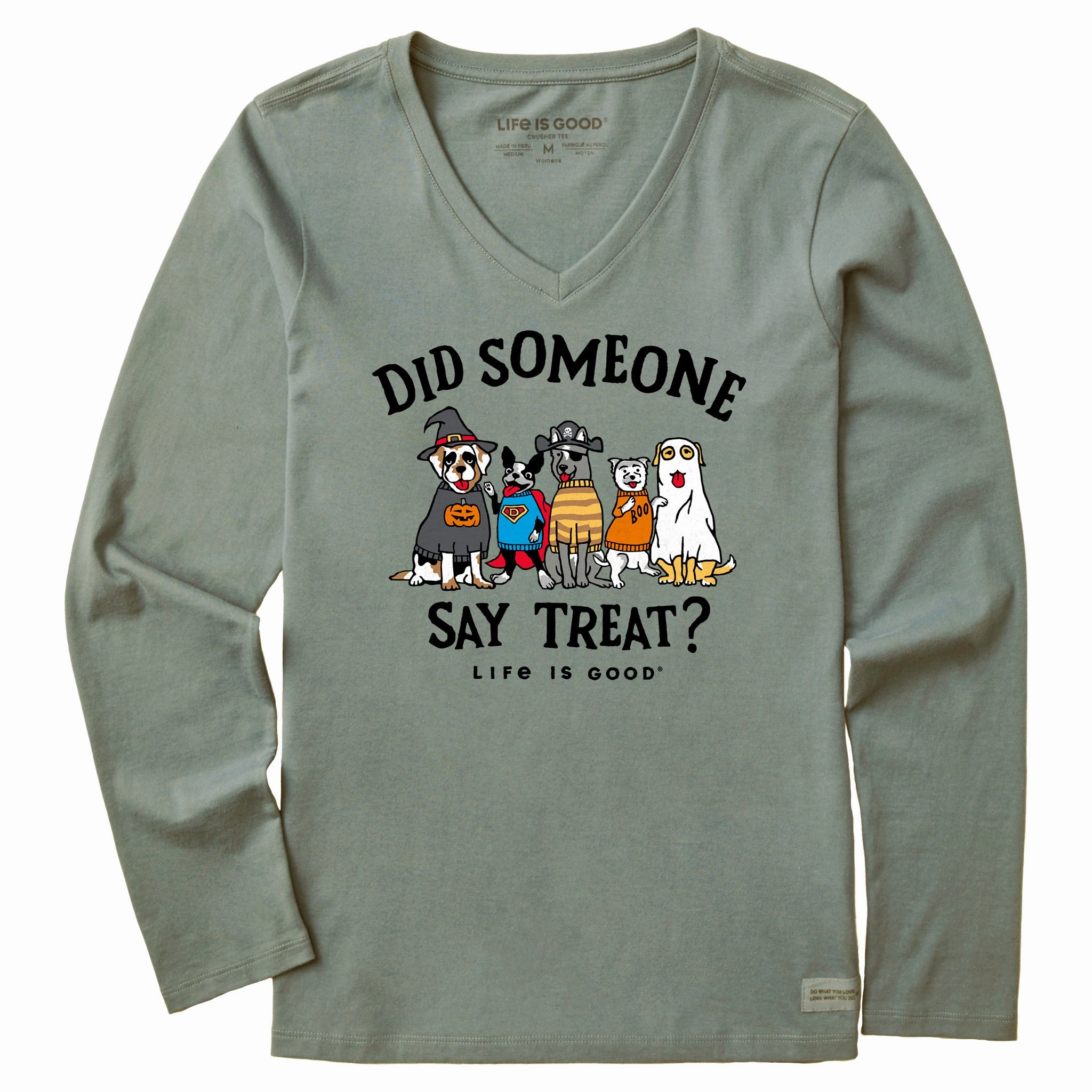 Women's Did Someone Say Treat? Long Sleeve Crusher Vee Trendy