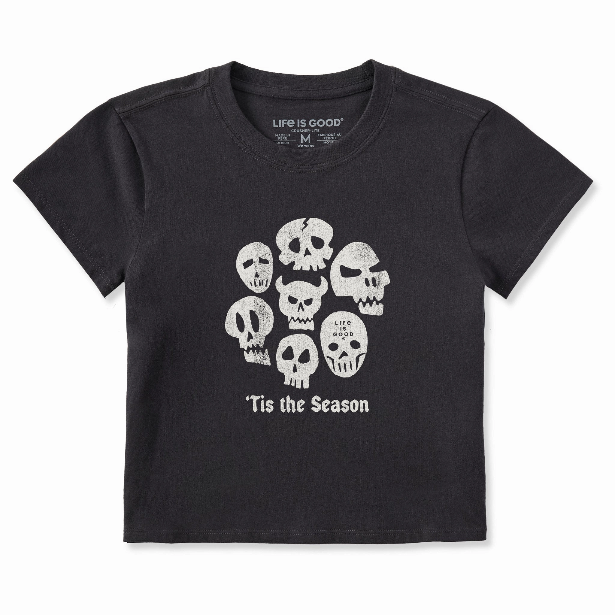 Women's Tis the Season Skulls Crusher-LITE Shrunken Tee Yoga flexibility Practical Wear