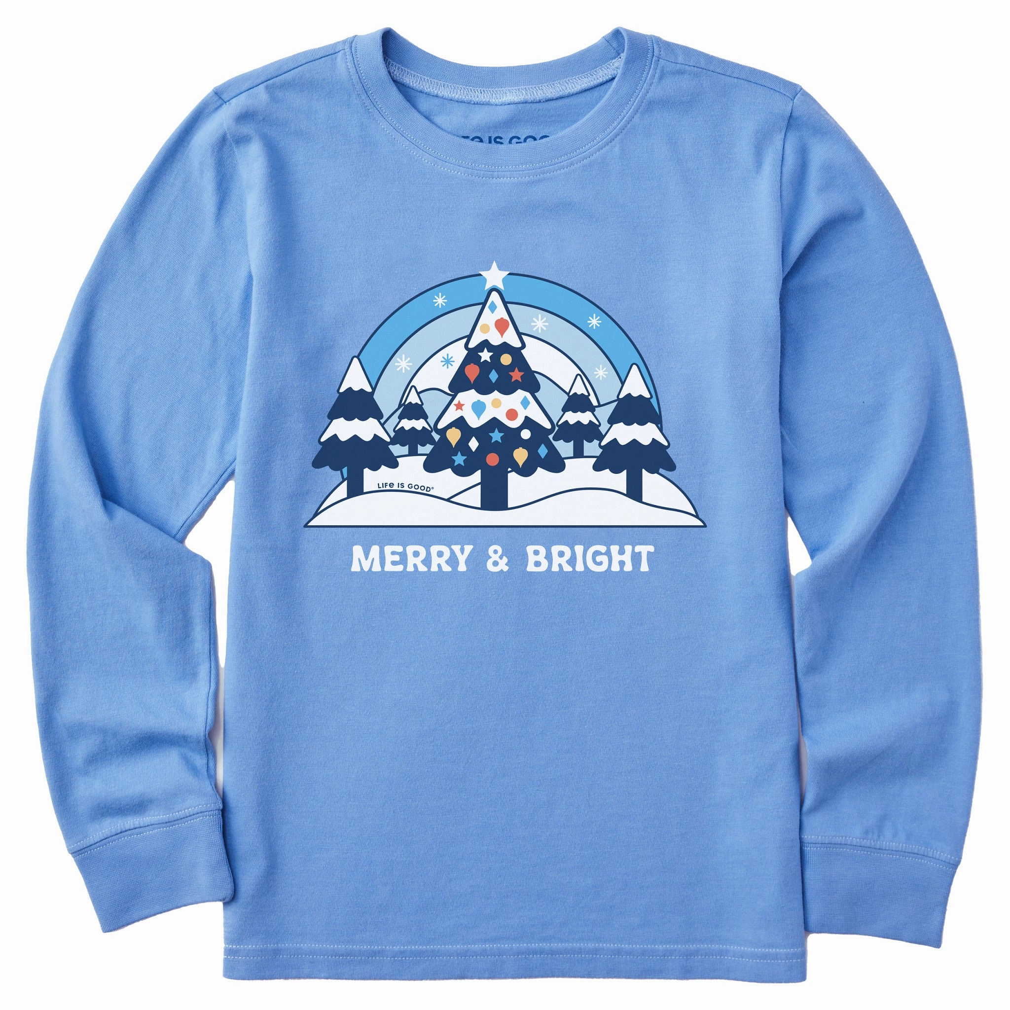 Kids Merry & Bright Snow Tree Long Sleeve Crusher Tee Durable Style