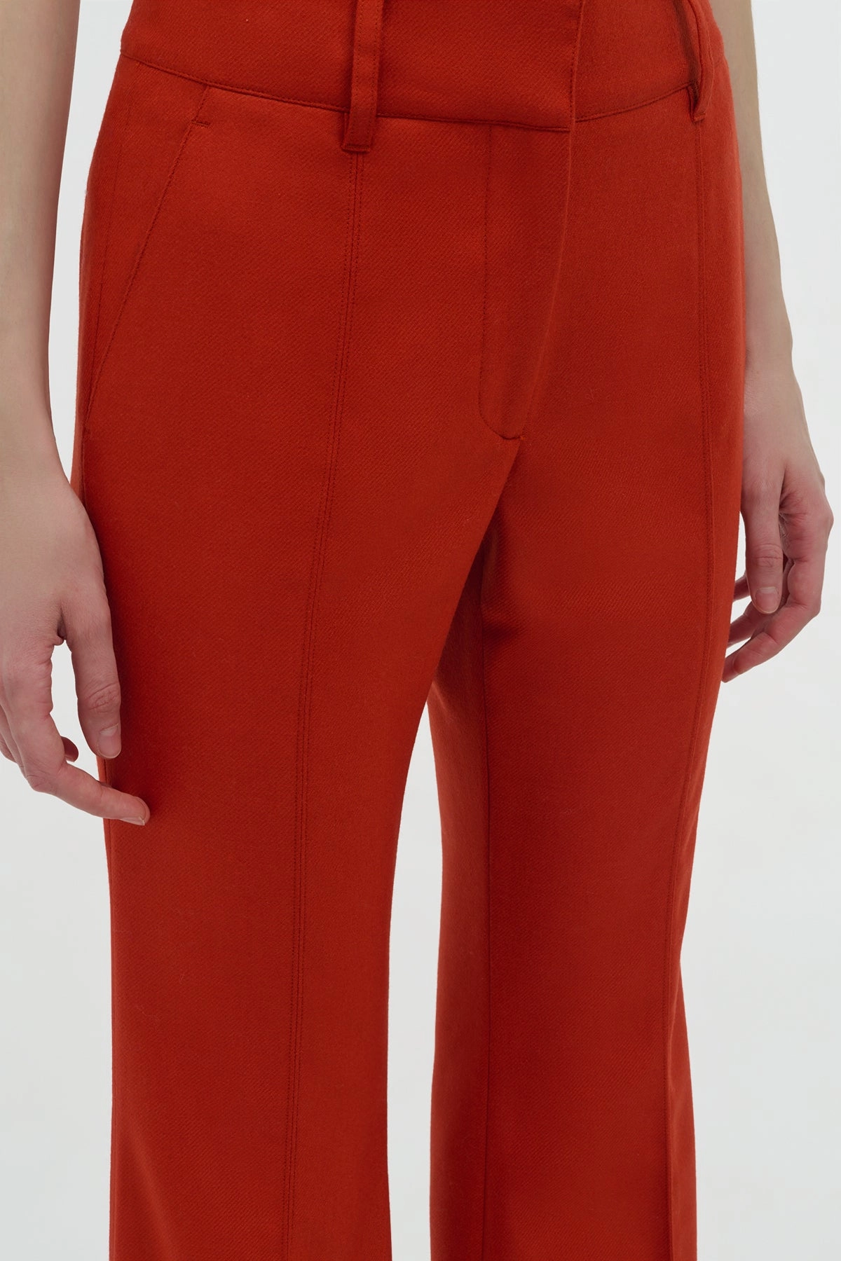 Rhein Flare Pant in Antelope Orange Wool Cashmere Flannel Professional Layers Cozy Layers