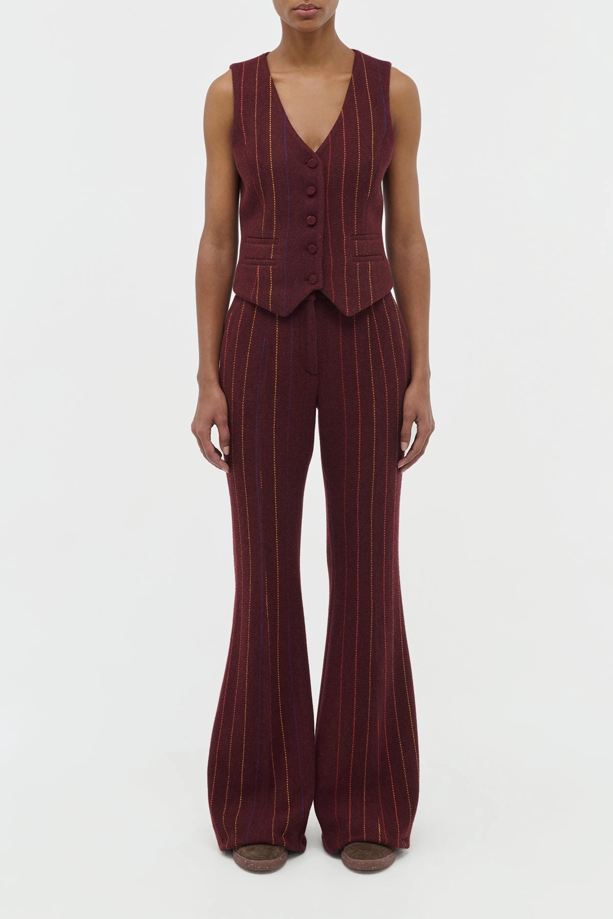 Elegant Wear Rhein Flare Pant in Burnt Sienna Multi Wool Cashmere