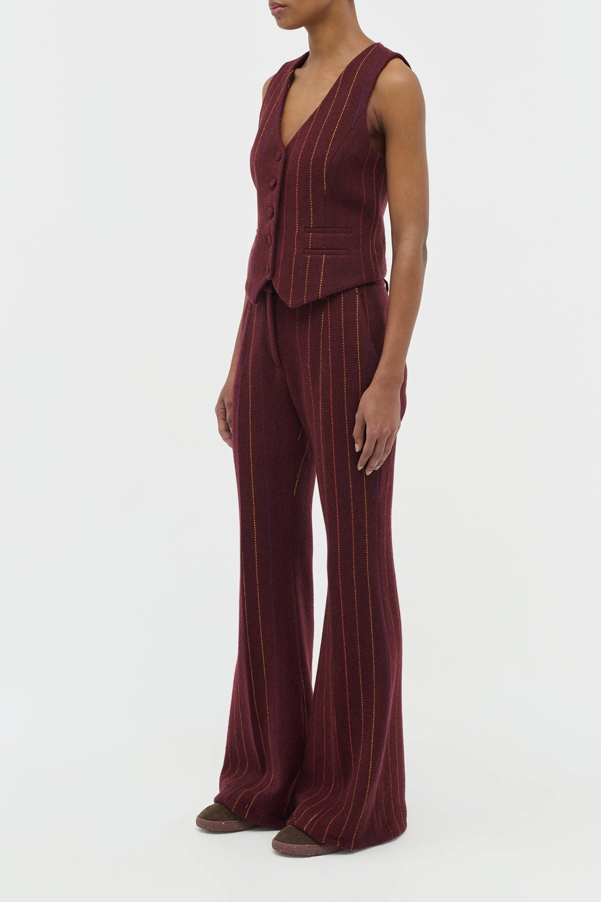 Rhein Flare Pant in Burnt Sienna Multi Wool Cashmere Sleek Fit Wear
