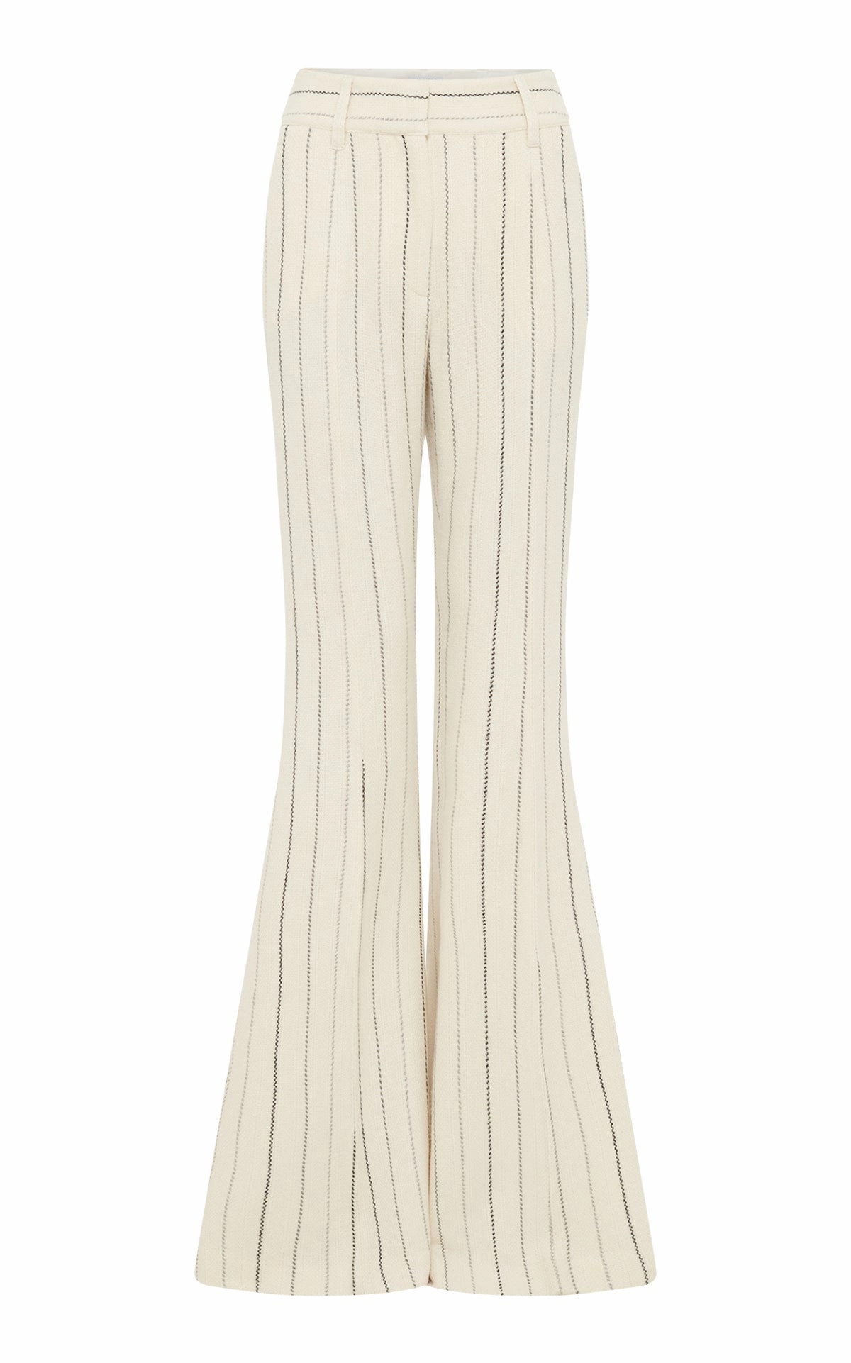 Rhein Flare Pant in Ivory Multi Pinstripe Wool Cashmere Polished Style Smart Tailored Appearance
