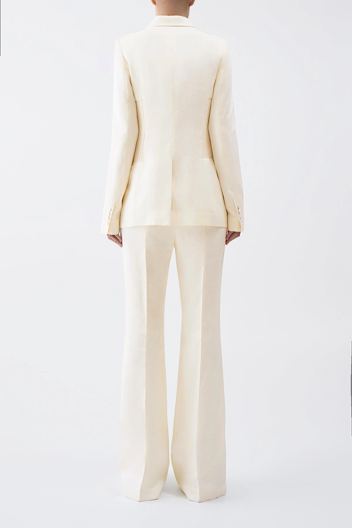 Rhein Pant in Ivory Textured Linen Business Layers