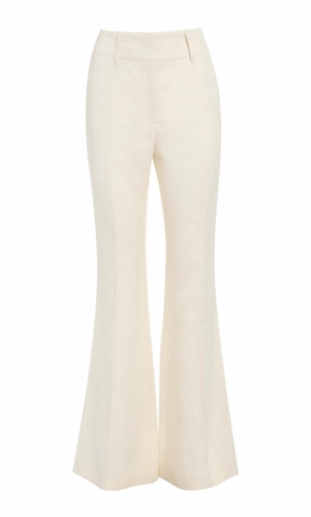 Rhein Pant in Ivory Textured Linen Sharp Layering