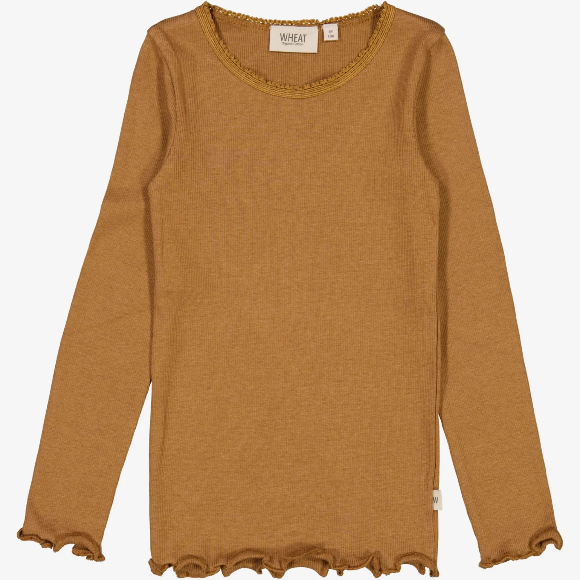 Rib T-Shirt Lace LS - caramel Chic Design Seasonal Comfort