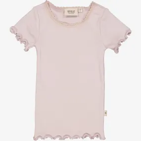 Rib T-Shirt Lace SS | Baby - soft lilac athletic style