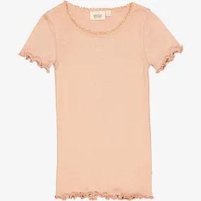 Rib T-Shirt Lace SS - rose dawn Effortless Design