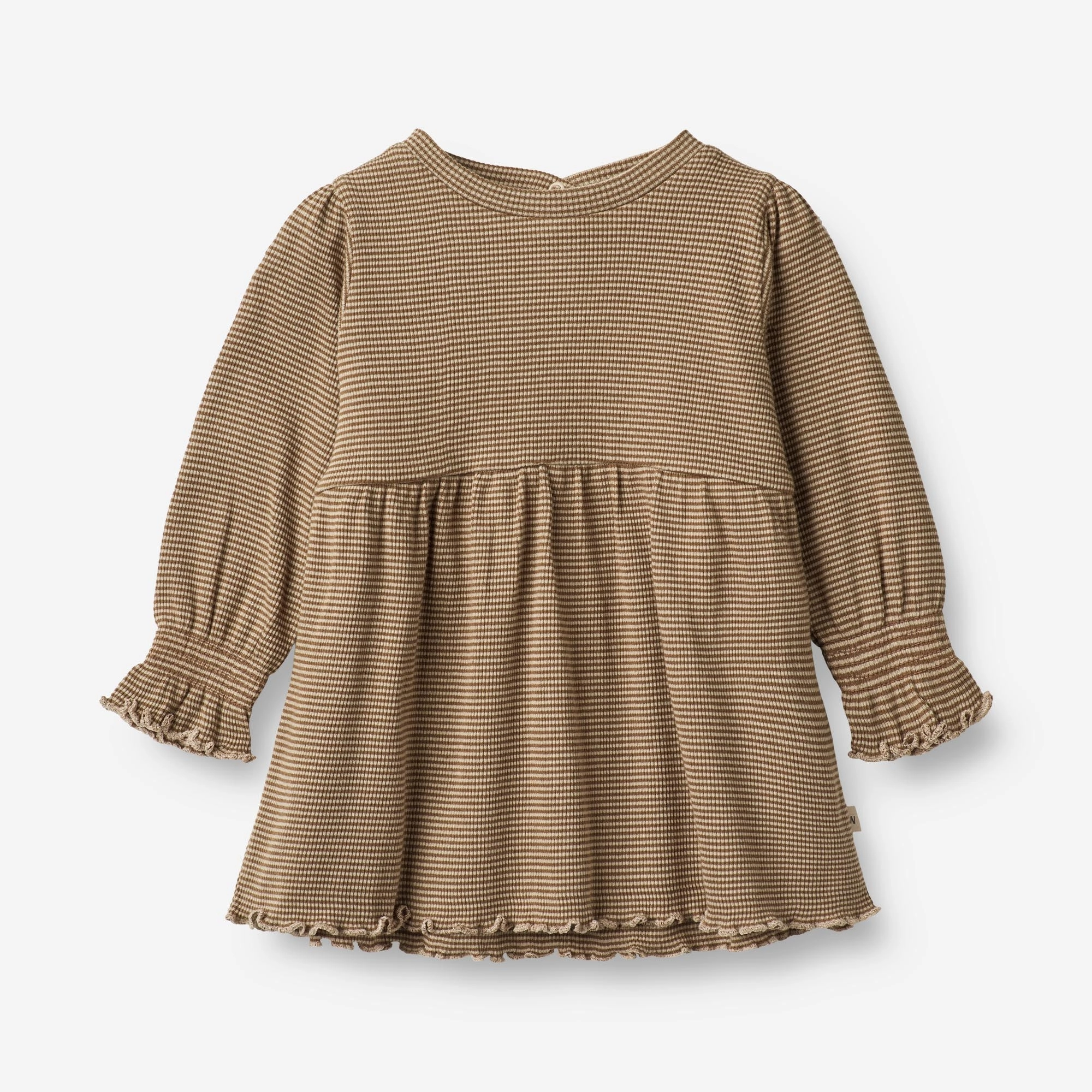 Jersey Dress Eliane | Baby - beige rib stripe Cozy Balance