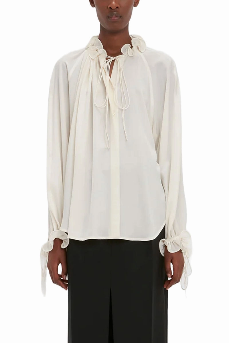 Premium Fabric Relaxed Comfort Ruched Detail Blouse