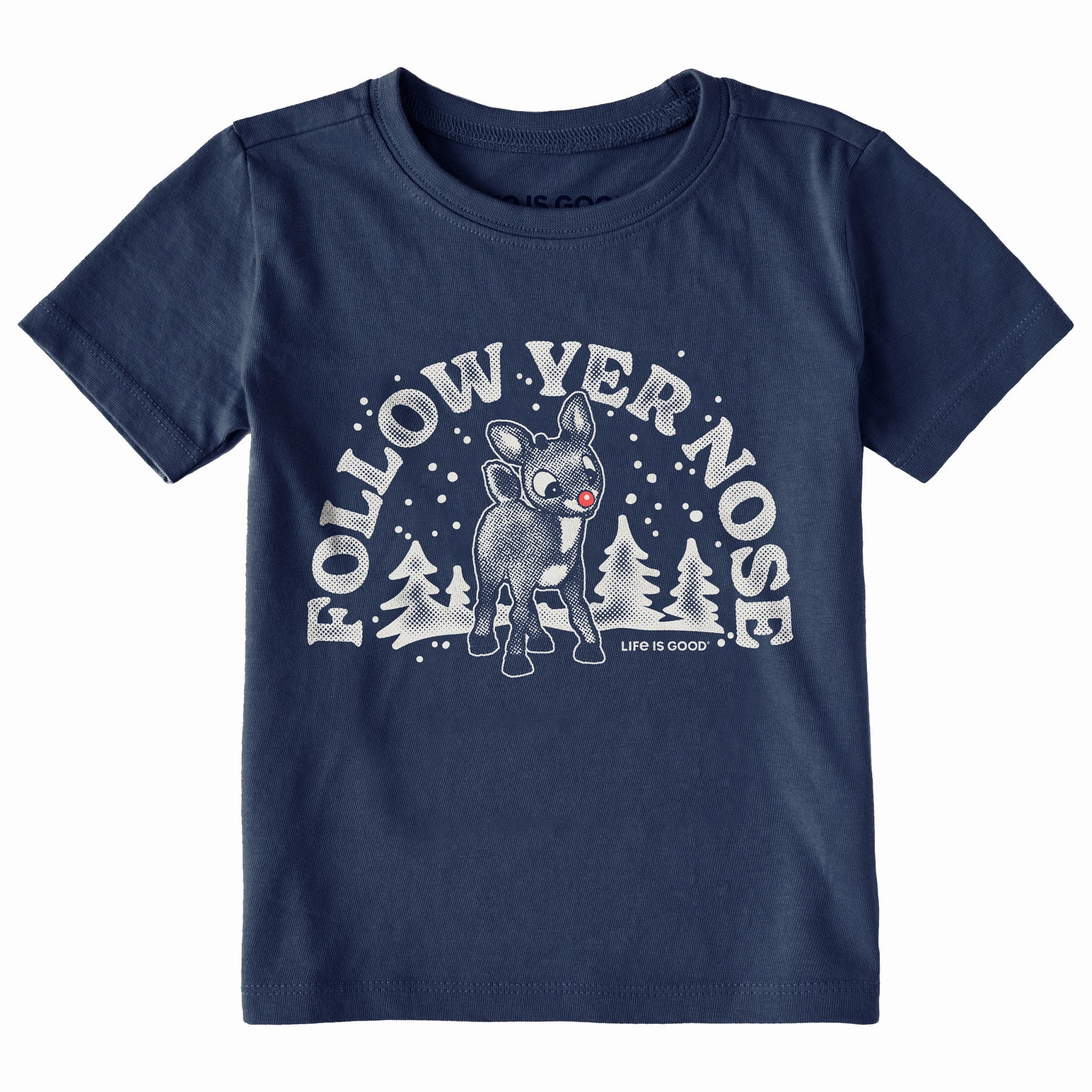 Cozy Essentials Soft Texture Rudolph Follow Yer Nose Short Sleeve Toddler Crusher Tee