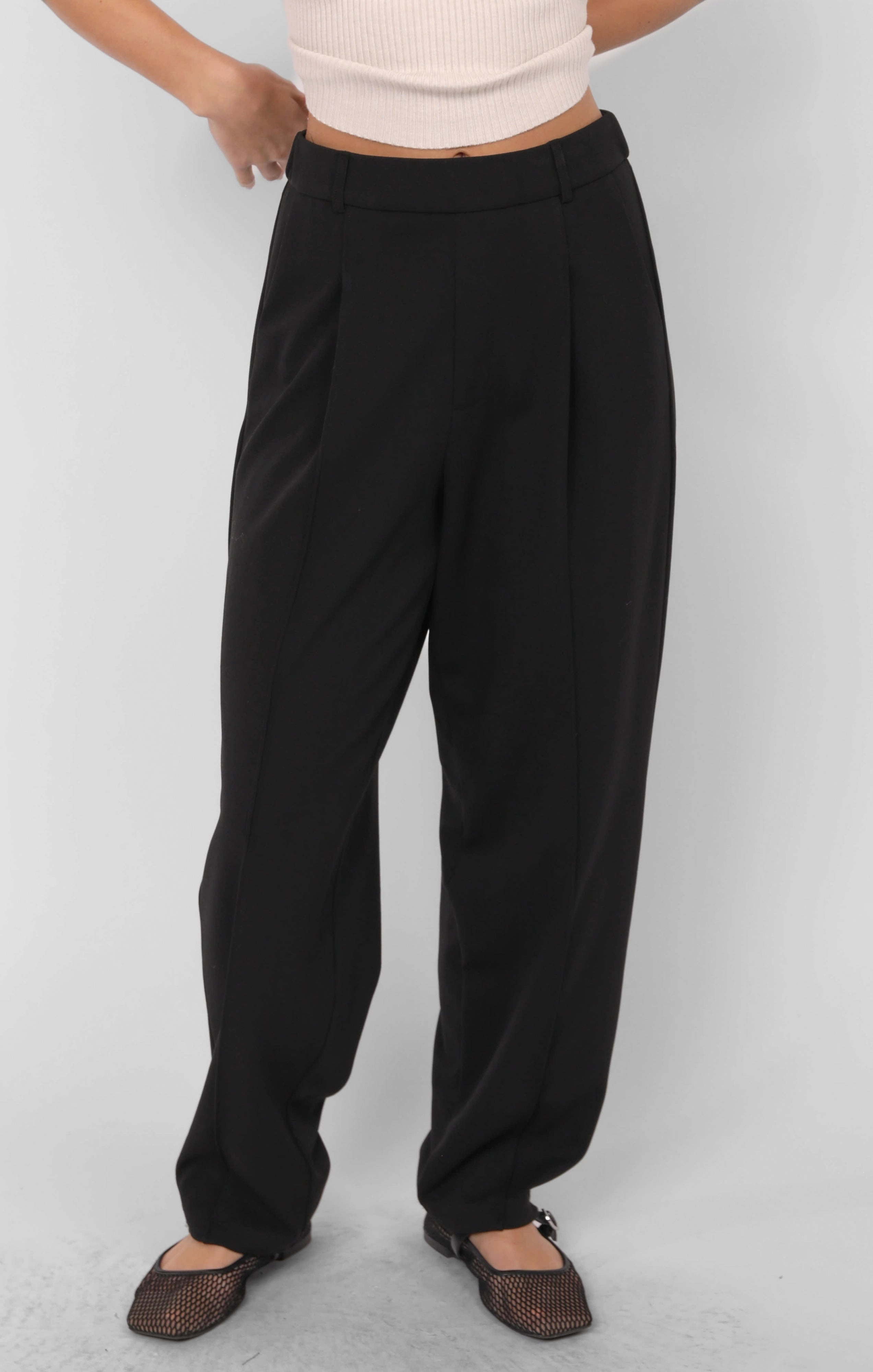 Sadie and Sage Think Poetic Front Seam Tapered Trousers Sleek Look