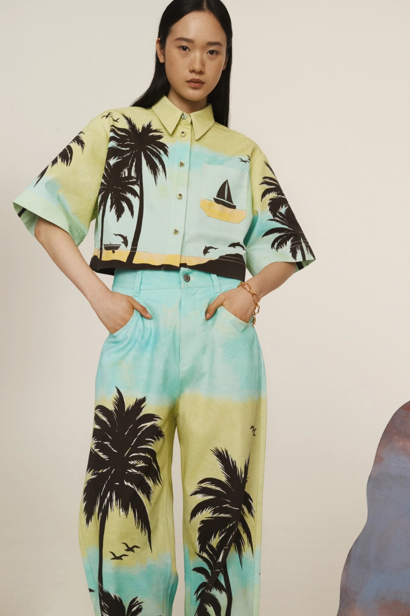 Sail Away Cropped Shirt No Slip Shoulder Grip